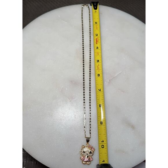 Hello Kitty Rhinestone Pendant Gold Tone Necklace - Picture 5 of 6